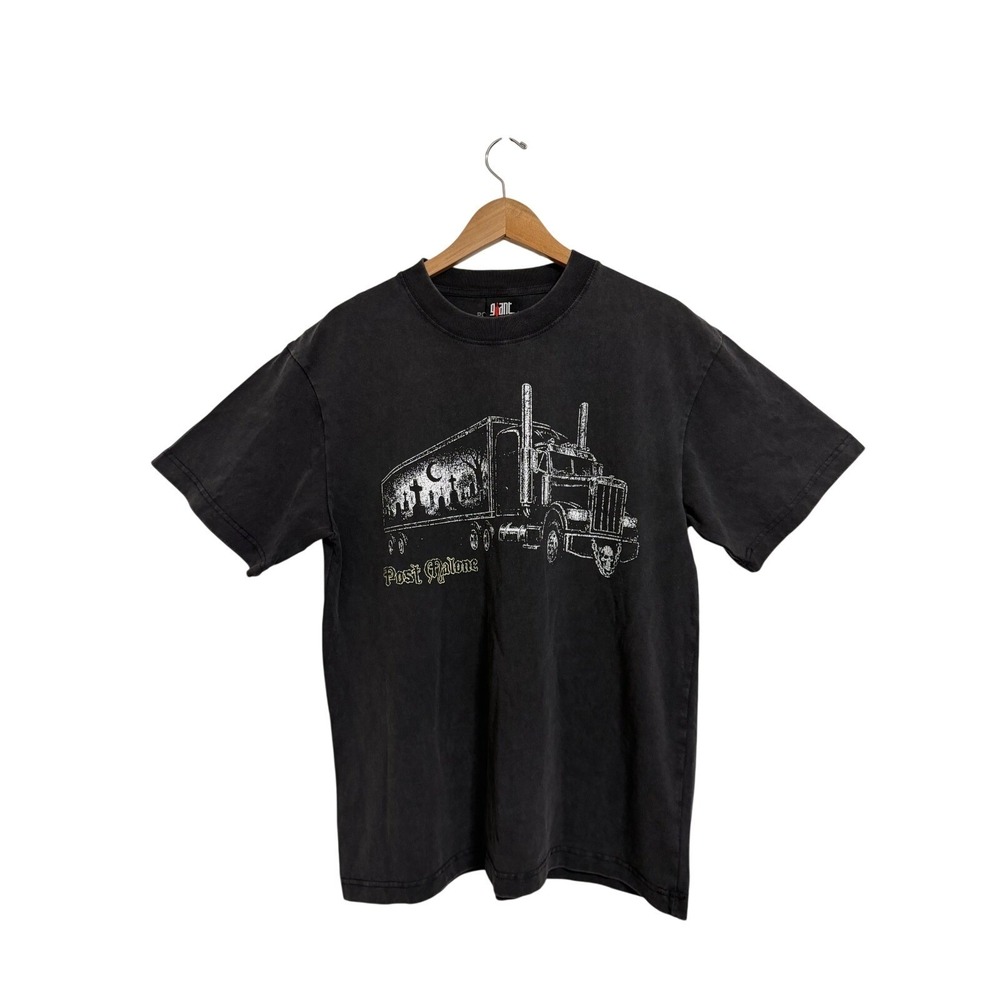 Post Malone Graphic T-Shirt Mens Medium Black Semi Truck Graveyard Giant Tag